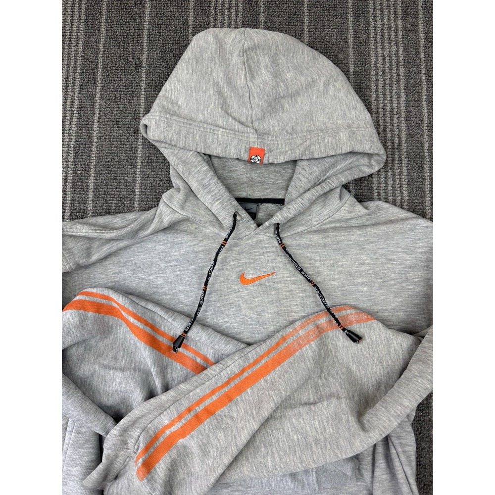 Nike soccer grey Center swoosh w/stripes hoodie